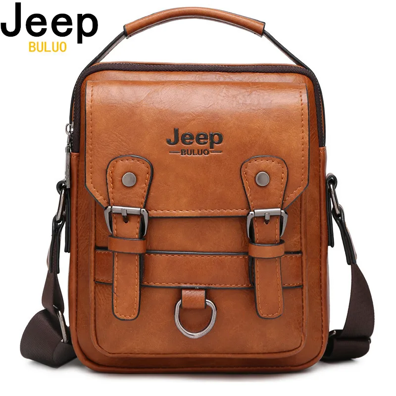 

JEEP BULUO Multi-function Business Handbags Men New Man's Shoulder Bag Large Capacity Leather Messenger Bag Crossbody Big Brand