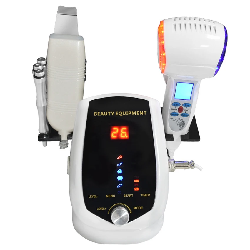 5 In 1 Portable Ultrasound Diamond Microdermabrasion Machine Ultrasonic Scrubber Face Scrubber Skin Care Tools Hot & Cold Hammer