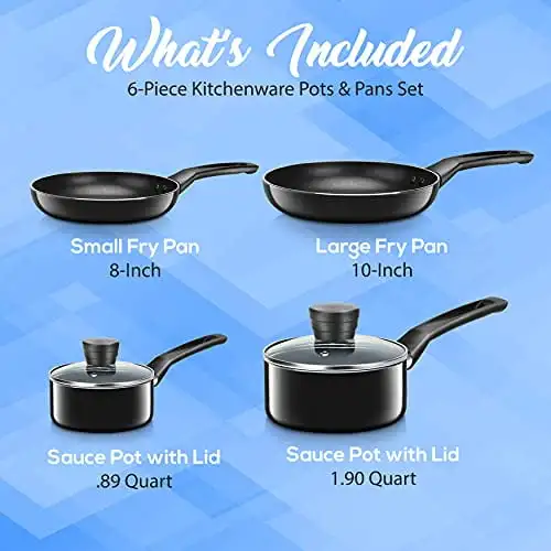 Pots & Pans Basic Kitchen Cookware, Black Non-Stick Coating Inside