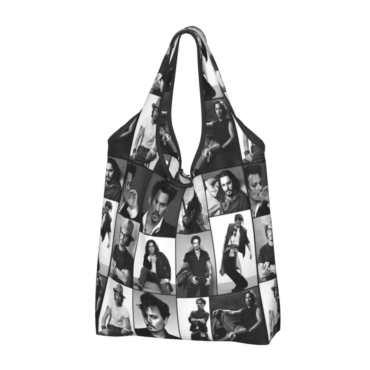 Johnny Depp Collage Shopping Bag Reusable Grocery Tote Bags Ripstop Large Capacity Recycling Bags Washable Handbag