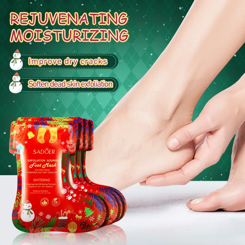 SADOER Christmas Whitening Foot Mask Foot Exfoliating Masks Moisturizing Anti-aging Hand Mask Exfoliator Skin Care Products