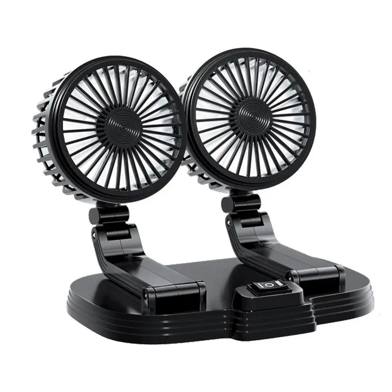 

Car Fan 360 Degree Rotation Rechargeable Cooling Hand Held Fans Strong Wind Two Speeds Five Blades Fans For Camping Vehicle