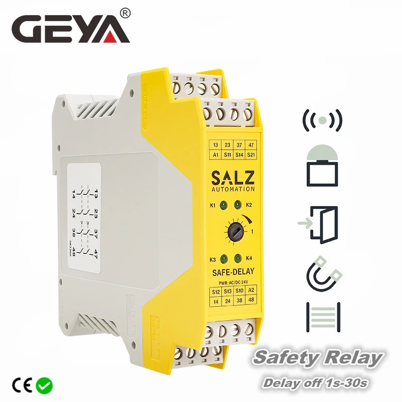 Geya Safedelay Ac/dc24v Grating Safety Relay Estop Monitoring Up To