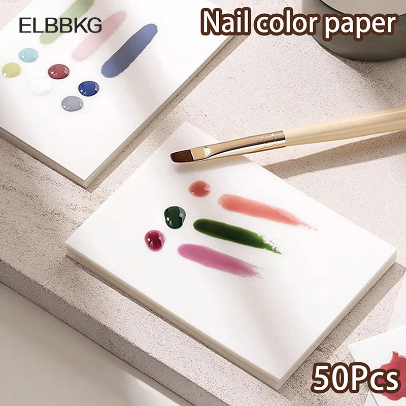 50pcs 7.5*5cm Disposable Tinting Glue Paper Tearable Nail Toning Palettes Nail Polish Color Mixing Tray Waterproof Display