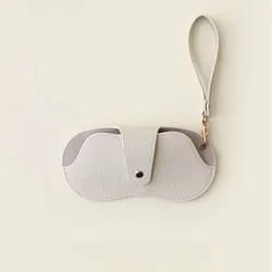 Luxurious Soft Leather Glasses Pouch, Anti - Scratch Protective Sleeve with Snap Closure (WHITE)