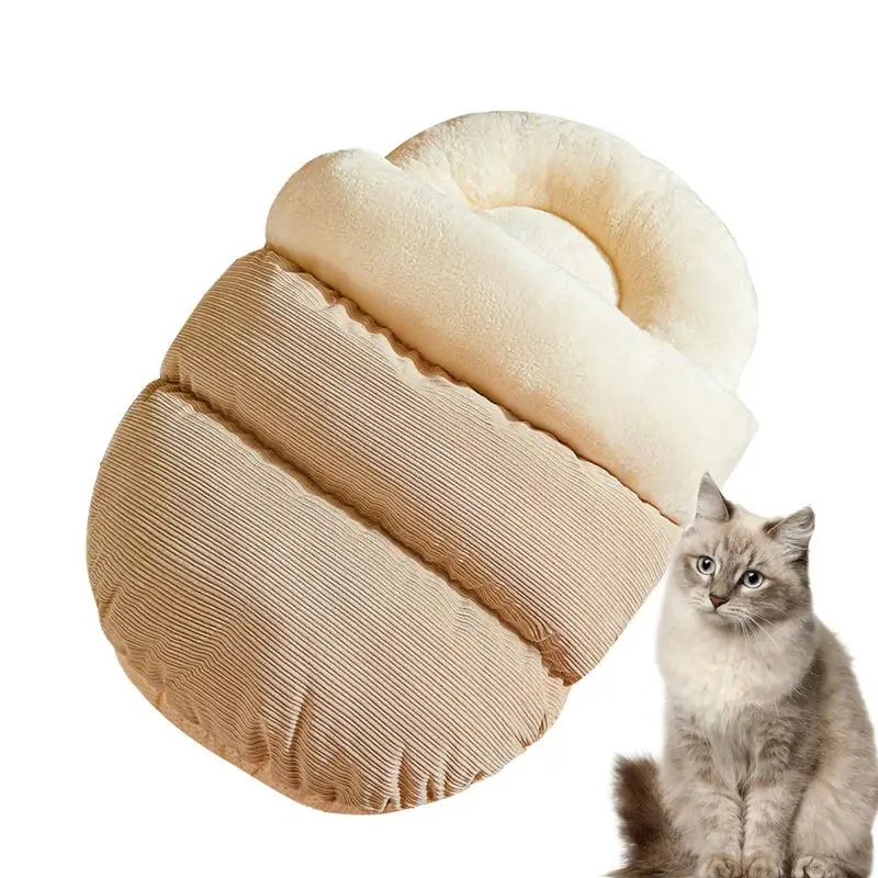 

Cat Bed For Indoor Cats Slipper Shape Semi-enclosed Cat House Bed Corduroy Fleece Lining Cozy Kitten Bed Cave Medium Cat