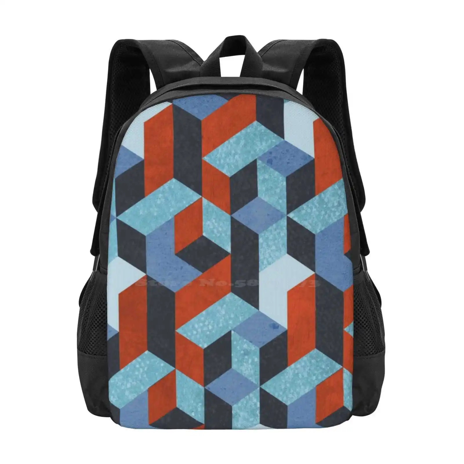 

Funky Geometric Texured 3D Print Design Backpack Student Bag Geometric Pattern Modernist Funky Fashion Graphic Design
