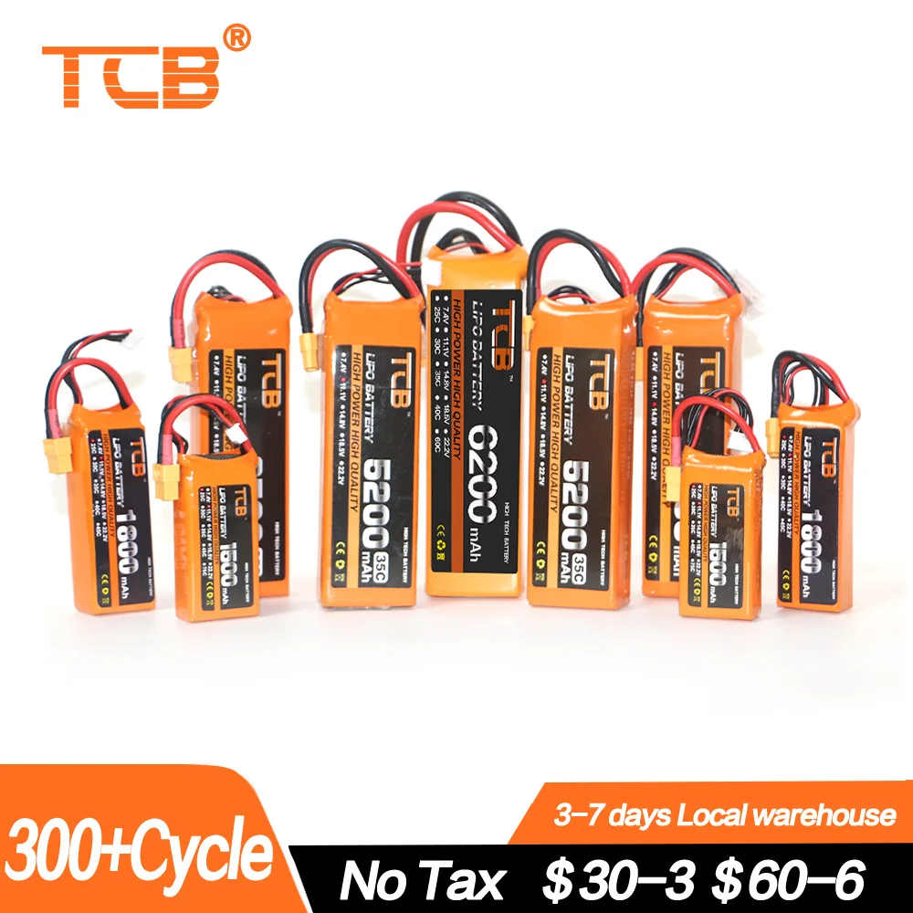 

TCB 3S RC LiPo Battery 11.1V 1500 1800 2200 3300 3500 4200 5200 6000mAh RC Drone Airplane Aircraft Car 3S RC Lithium Batteries