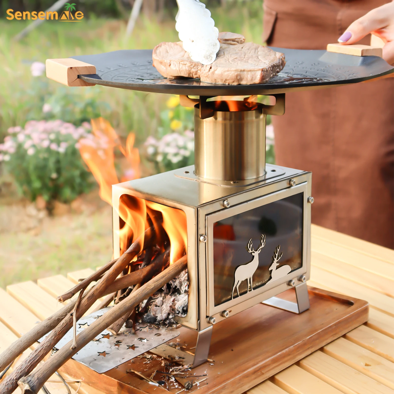 Smokeless Fire Pit with Stand, Portable Stainless Steel Bonfire Stove,  Outdoor Wood Burning Fire Pit for Camping, Outside