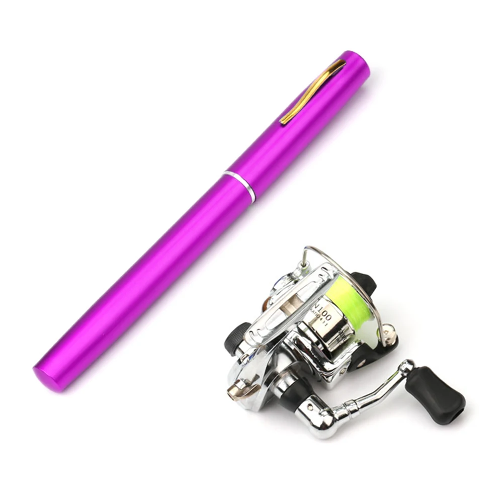 Pocket Collapsible Fishing Rod Reel Combo Mini Pen Fishing Pole Kit  Telescopic Fishing Rod Spinning Reel Combo Kit Black 1.4m