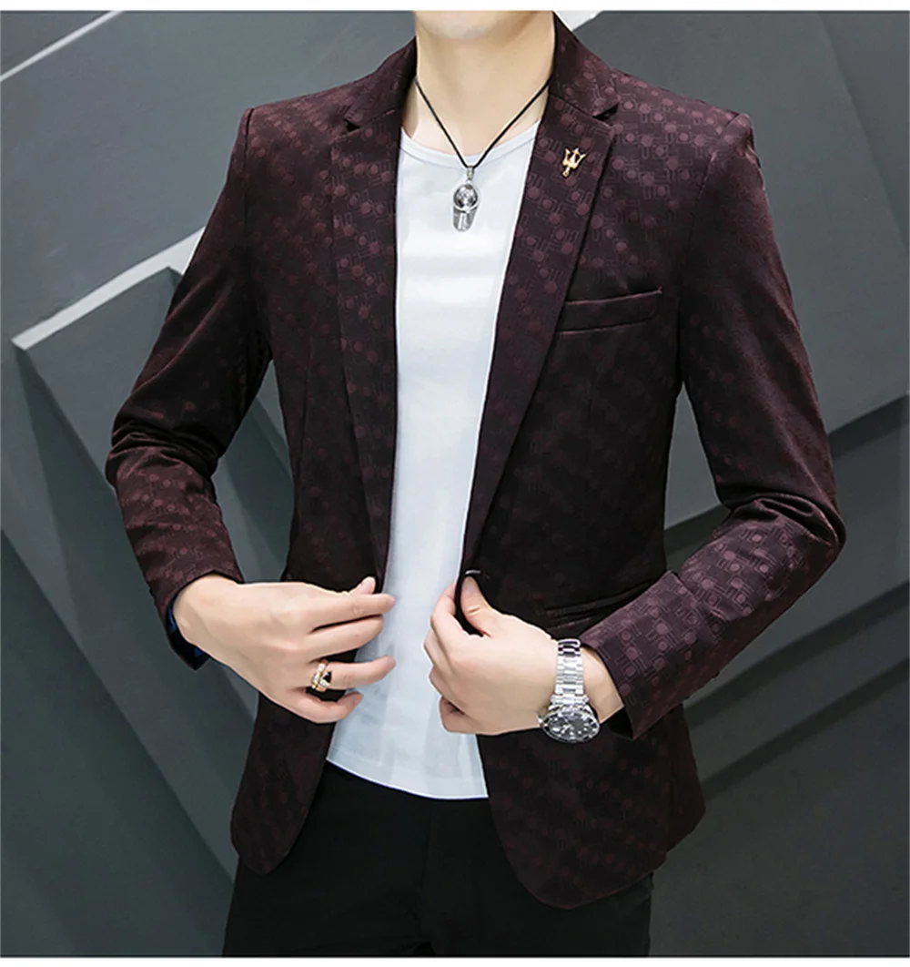 Men's Blazer 2023 New in Casual Business Boutique Wave Dot Leisure Suit Jacket Host Coat Male Formal Party Performance Jacket