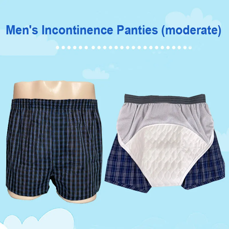 

Men Elderly Leak Proof Boxer Nappies Pants Cotton Reusable Diapers Shorts Waterproof Nappies Pants Incontinence Underpants