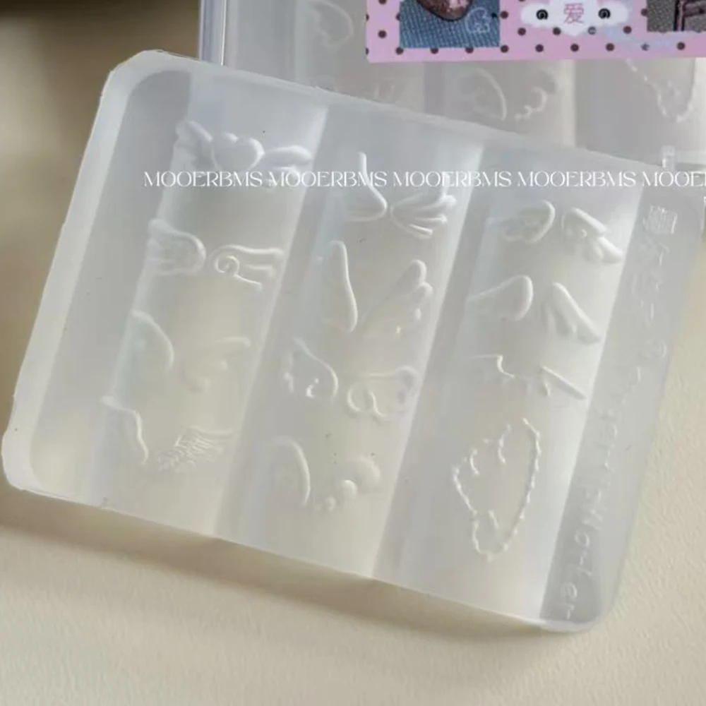 3D 천사 날개 네일 아트 실리콘 몰드 재사용 가능한 투명 DIY 매니큐어 템플릿 웨딩 젤 날개 디자인