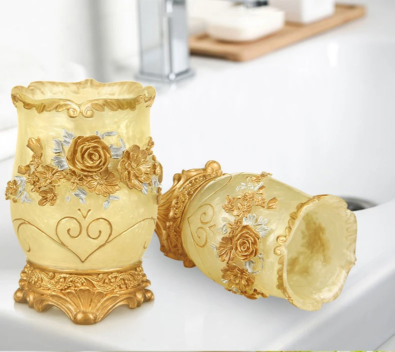 Badezimmer Becher Aus Kunstharz Mit Blumen Relief Design_voghion.com