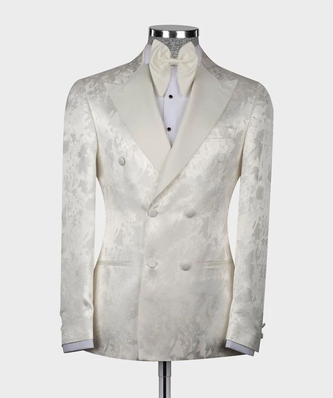 Men's Suits Tailored Jacquard One Piece Blazer Tuxedo Double Breasted Peaked Lapel Formal Work Wear Plus Size Tuxedo Custom Made