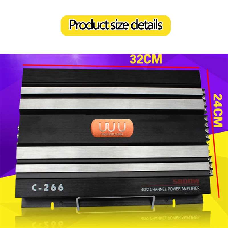 4 Channel Car 12V 4Ohm Audio High Power Stereo Amplifier Amp Speaker Metal Black Car Amplifiers 5800W