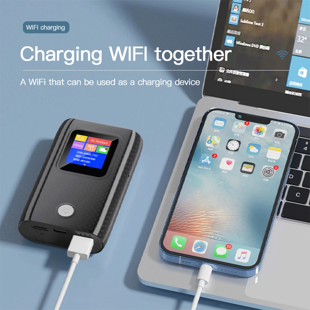 Kuwfi 4g Lte Wifi Router 6000mah Desbloquear Mini Roteador Portátil com Slot para Cartão Sim 3g 150mbps Bolso ao ar Livre sem Fio Wifi Hotspot - Imagem 4