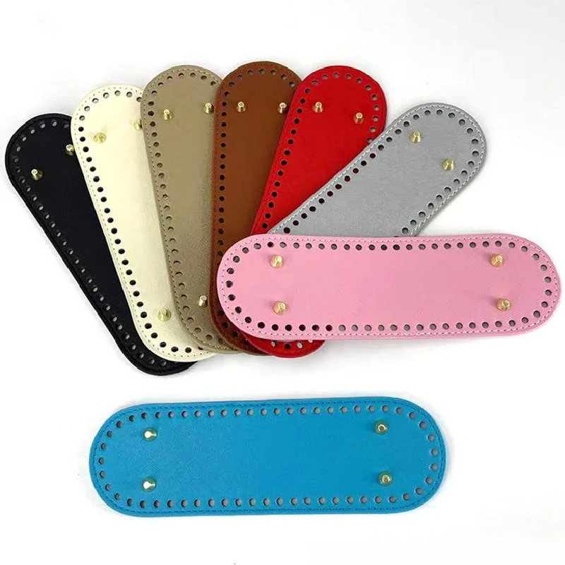 3pcs 26.5*8cm Long Bottom For Knitted Bag PU Leather Bag Base Handmade Bottom With Holes Diy Crochet Bag Bottom Accessories