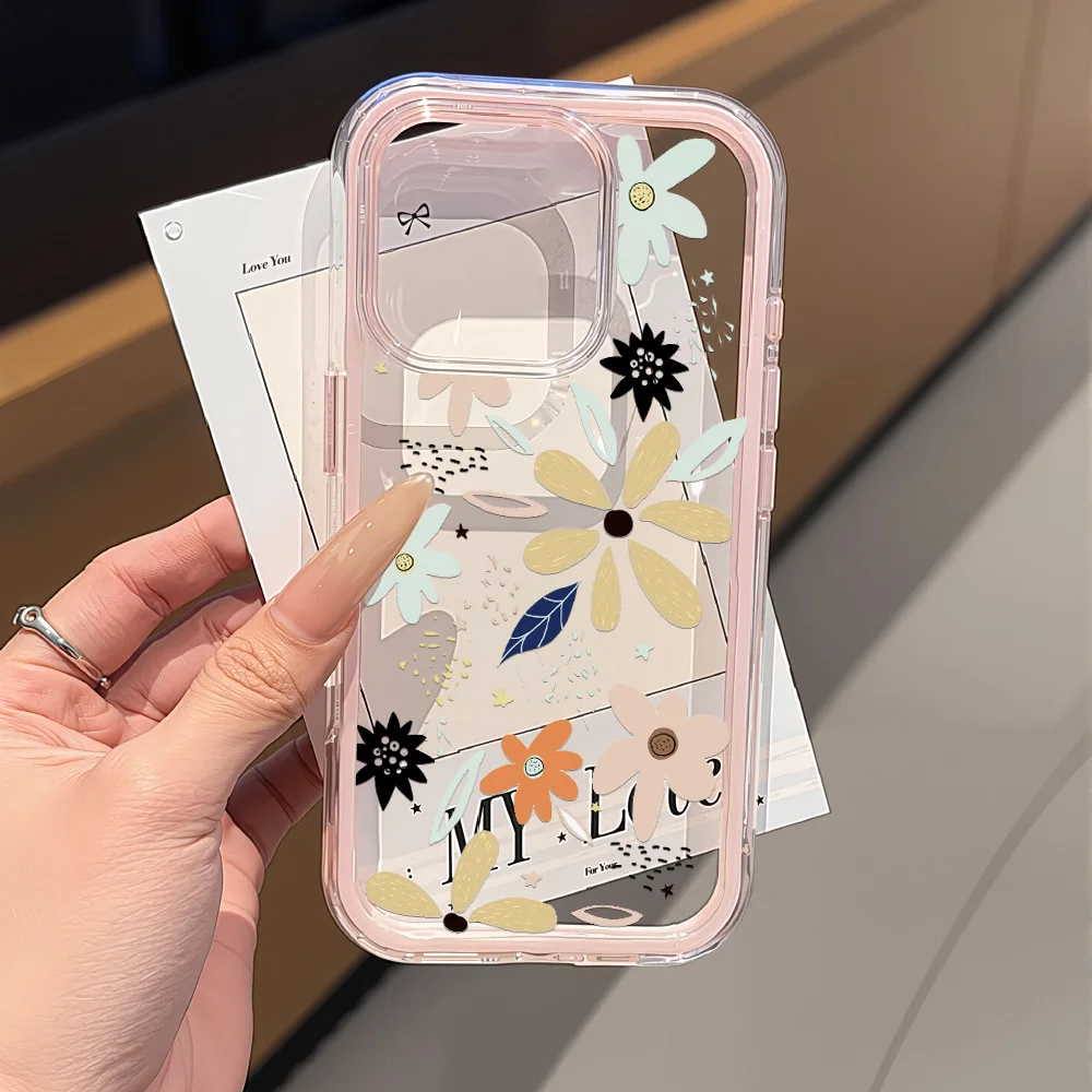 Elegant Black Flower Shockproof Phone Case - Soft Candy Cover