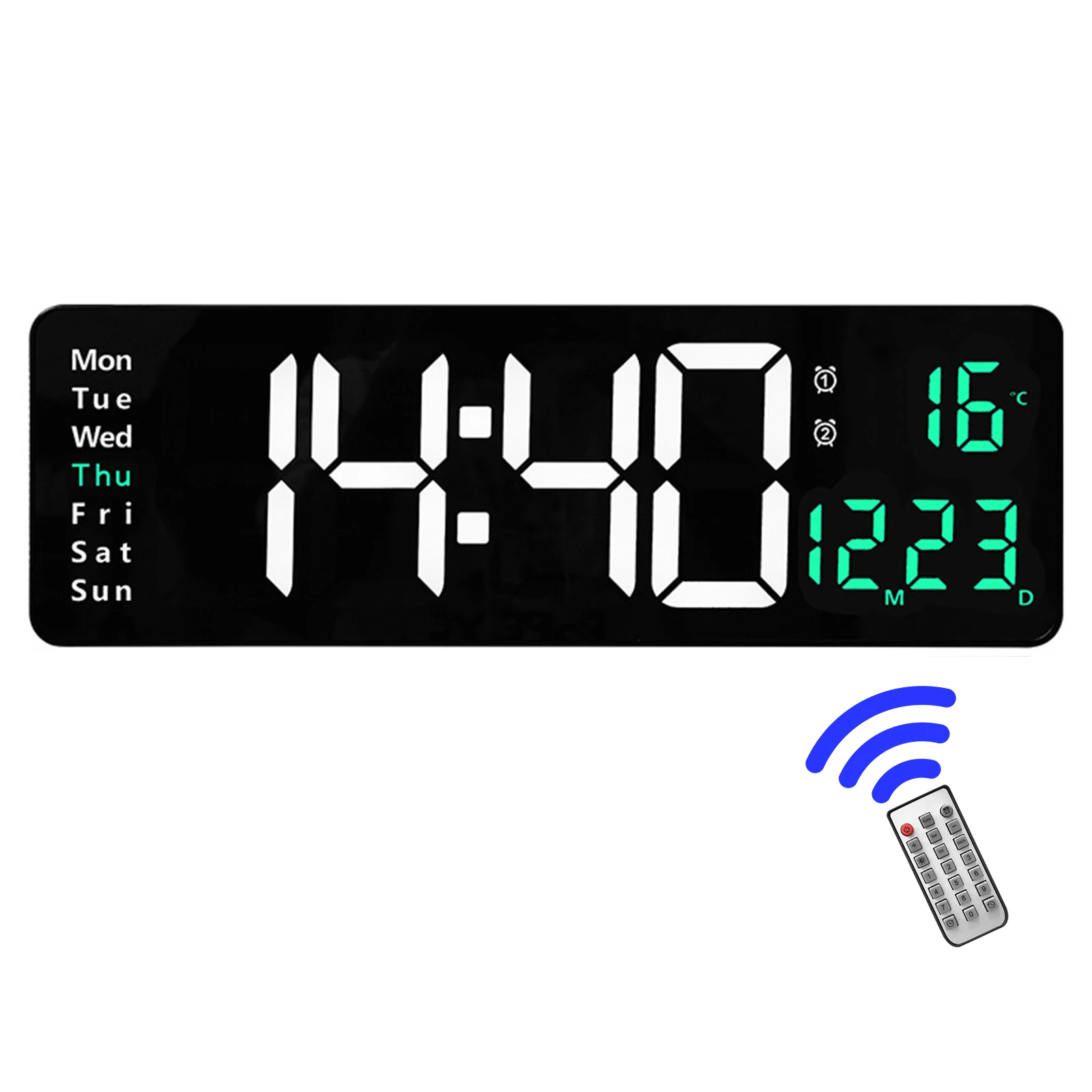 

Durable LED Clock Dual Alarm Clock Data Cable Electronic Movement Nails Number Display Remote Control Temperature Display Hone
