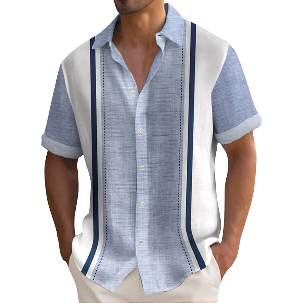 2024 New Men's Shirt Plaid Print Retro Lapel Short Sleeved Shirt Casual Vacation Men's Designer Designed Clothing in Plus Size