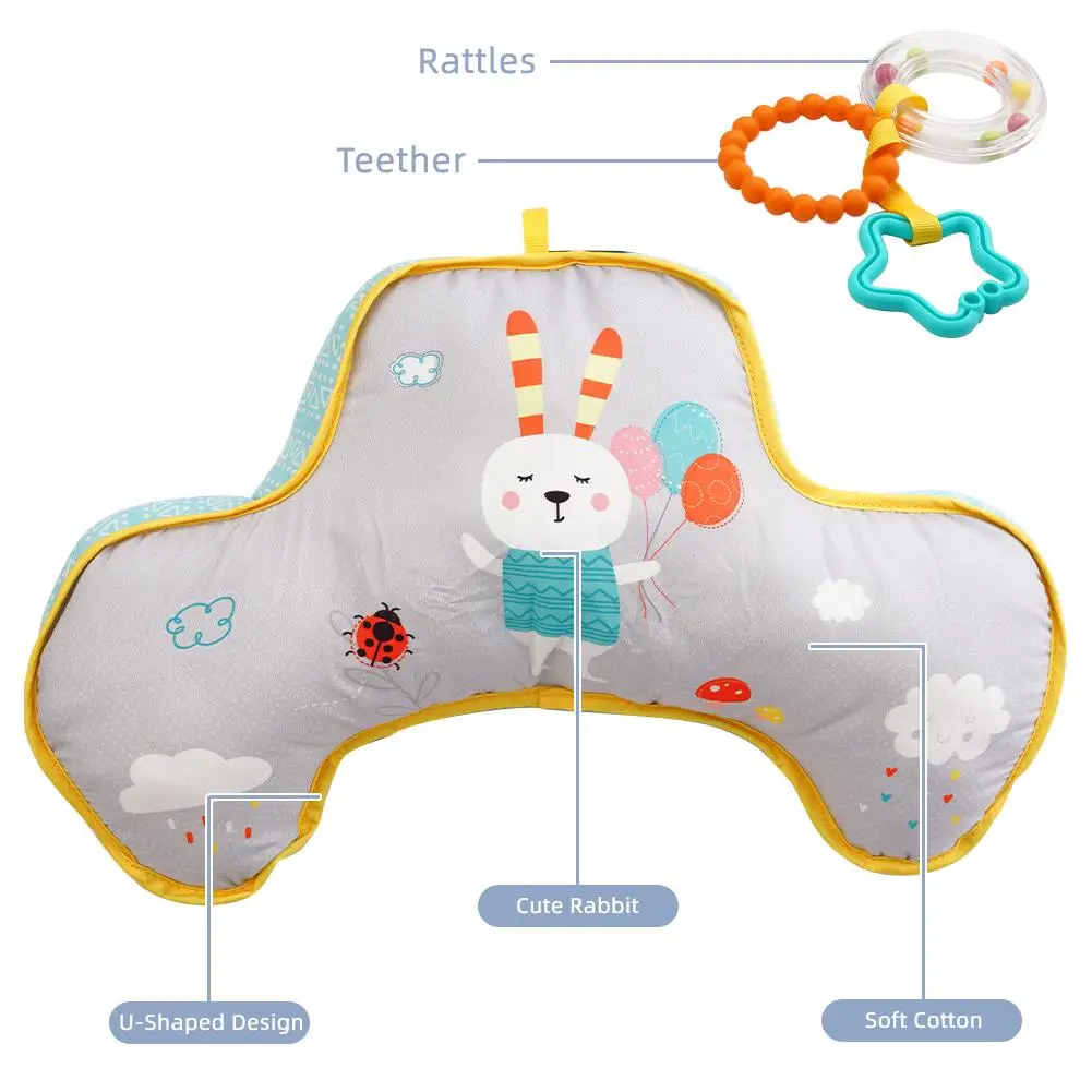 Baby Tummy Time Pillow with Sensory Toys