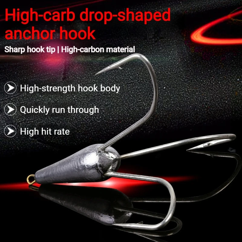 1PC Carbon Steel Triple Hook Replacement  Treble Fishing Hook Four Anchor Hooks For Trout Tuna SalmonSea Fishing Tackle