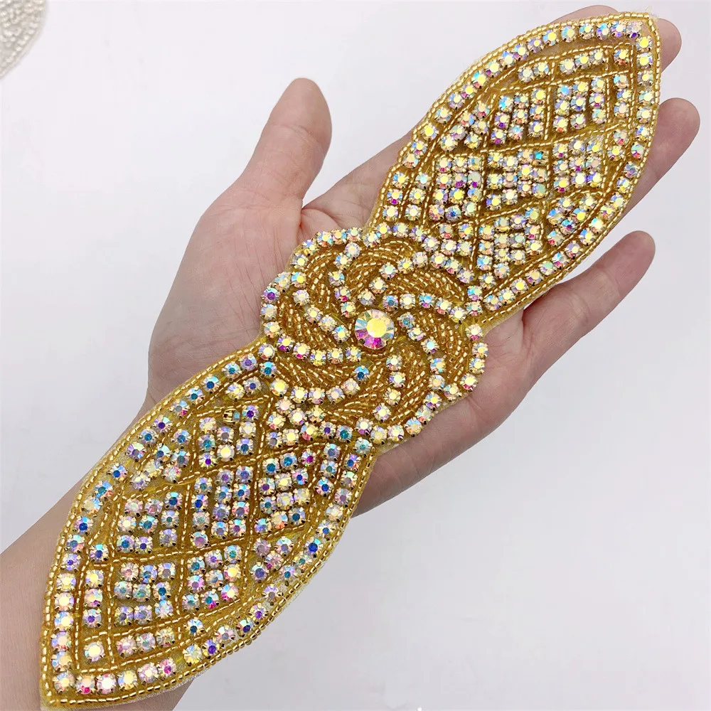 Handmade Iron On patches rhinestone applique for wedding Bridal Dress Belt  Motif DIY - AliExpress 15