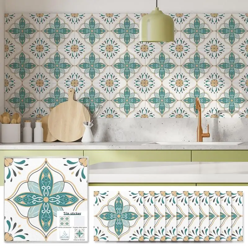 

Стикеры для плитки в стиле ретро, многофункциональные наклейки для плитки для дома, 10 шт., Стикеры для яркой художественной плитки