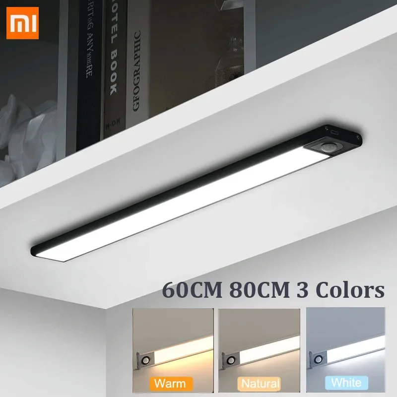 60cm 80cm Xiaomi Nachtlicht Bewegungs sensor dünne LED Küche wiederauf ladbare USB-Lampe Hintergrund beleuchtung für Schlafzimmer Nachttisch Beleuchtung