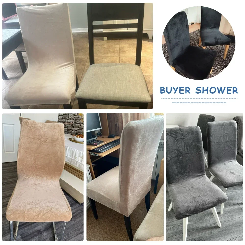 Velvet Chair Cover for Dining Room Spandex Stretch Super Soft Chair Slipcover for Kitchen Home Hotel Wedding Banquet 5