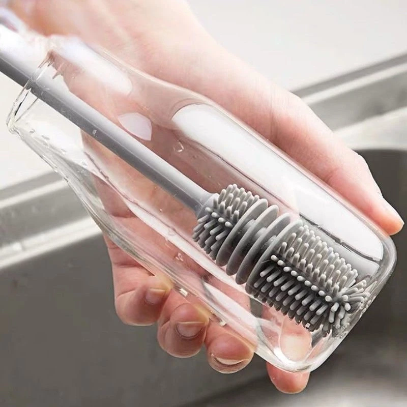 Silicone Cup Brush Scrubber Glass Cleaner Kitchen Tool Long Handle Drink Wineglass Bottle Cleaning Brush silicone cup brush