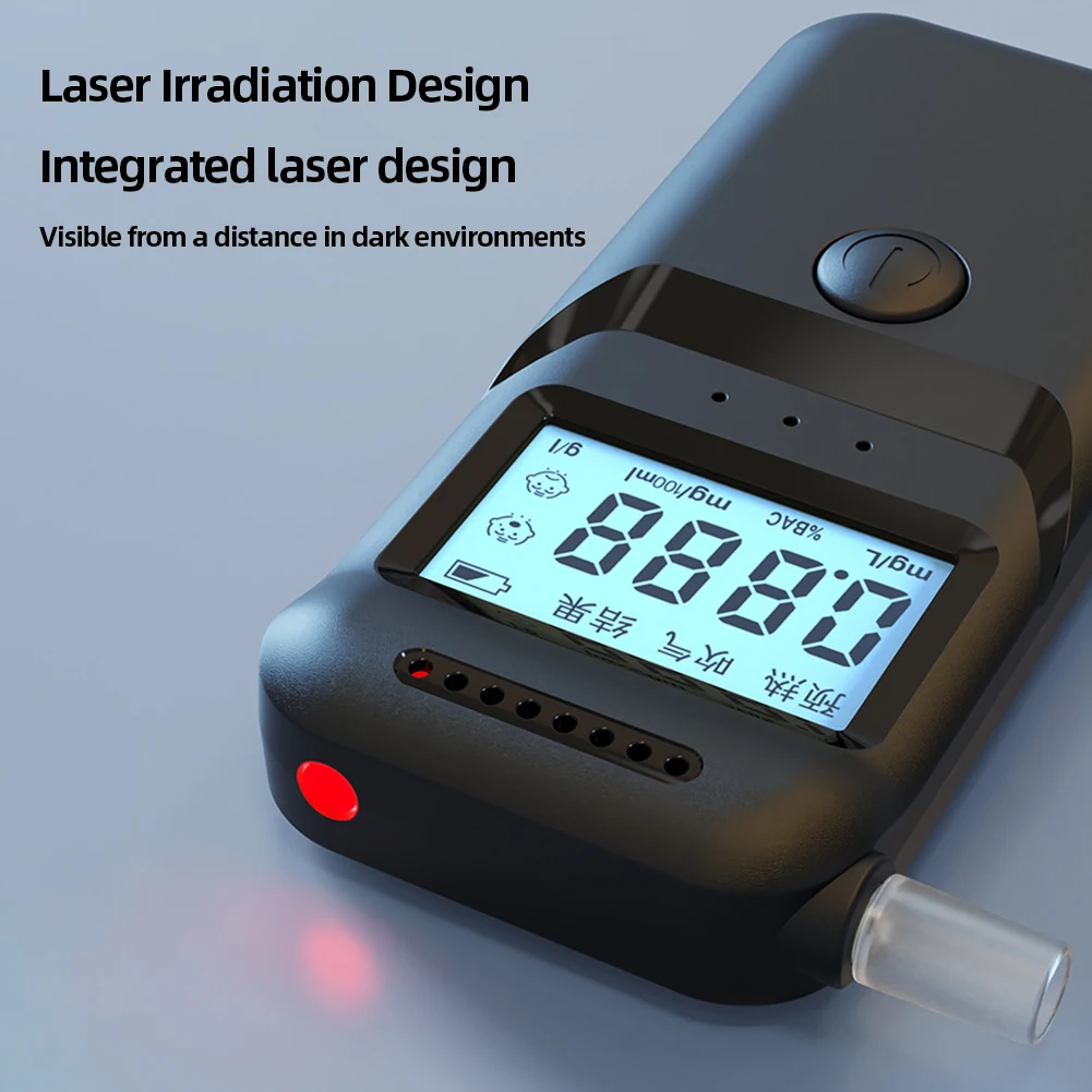 Digital Alcohol Breathalyzer Accurate LCD Display Alcohol Detector with 5 Mouthpieces Drunk Driving Analyzer for Home Party Use