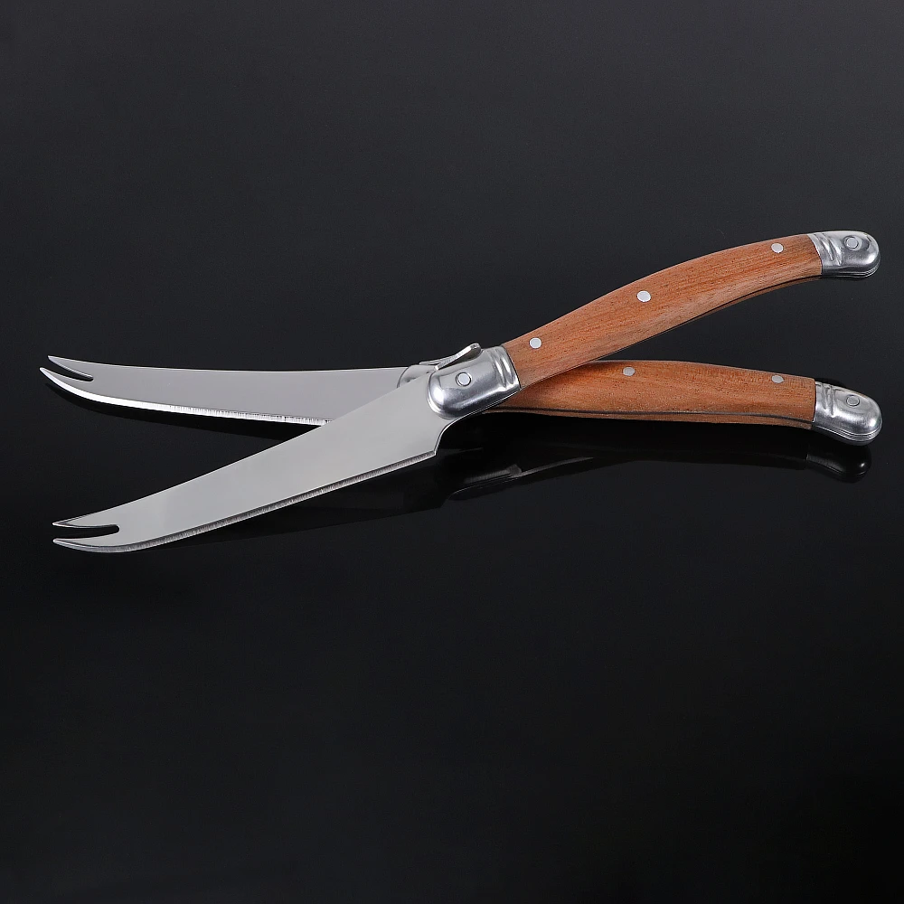 Jaswehome Laguiole Cheese Knives Set Pronged Knife Natural Sapele Wood Multi-functional Slicer Soft Semi Hard Cheese Knife cheese knives set