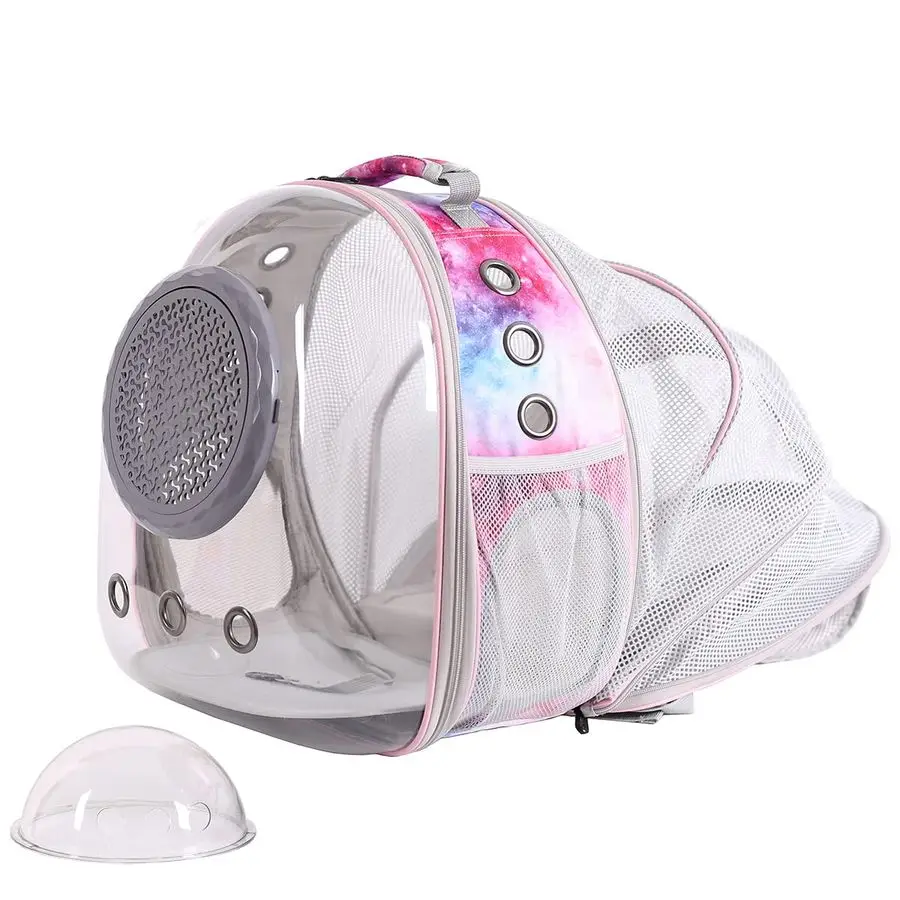 Expandable Galaxy Pink Bubble Pet Carrier Backpack – Space Capsule Design for Cats & Small Pets