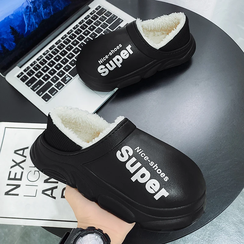 Winter Men Cotton Slippers Soft Warm Slip-on Women Shoes Outdoor Casual Men Shoes Thick-soled Men Slippers Shoes Women