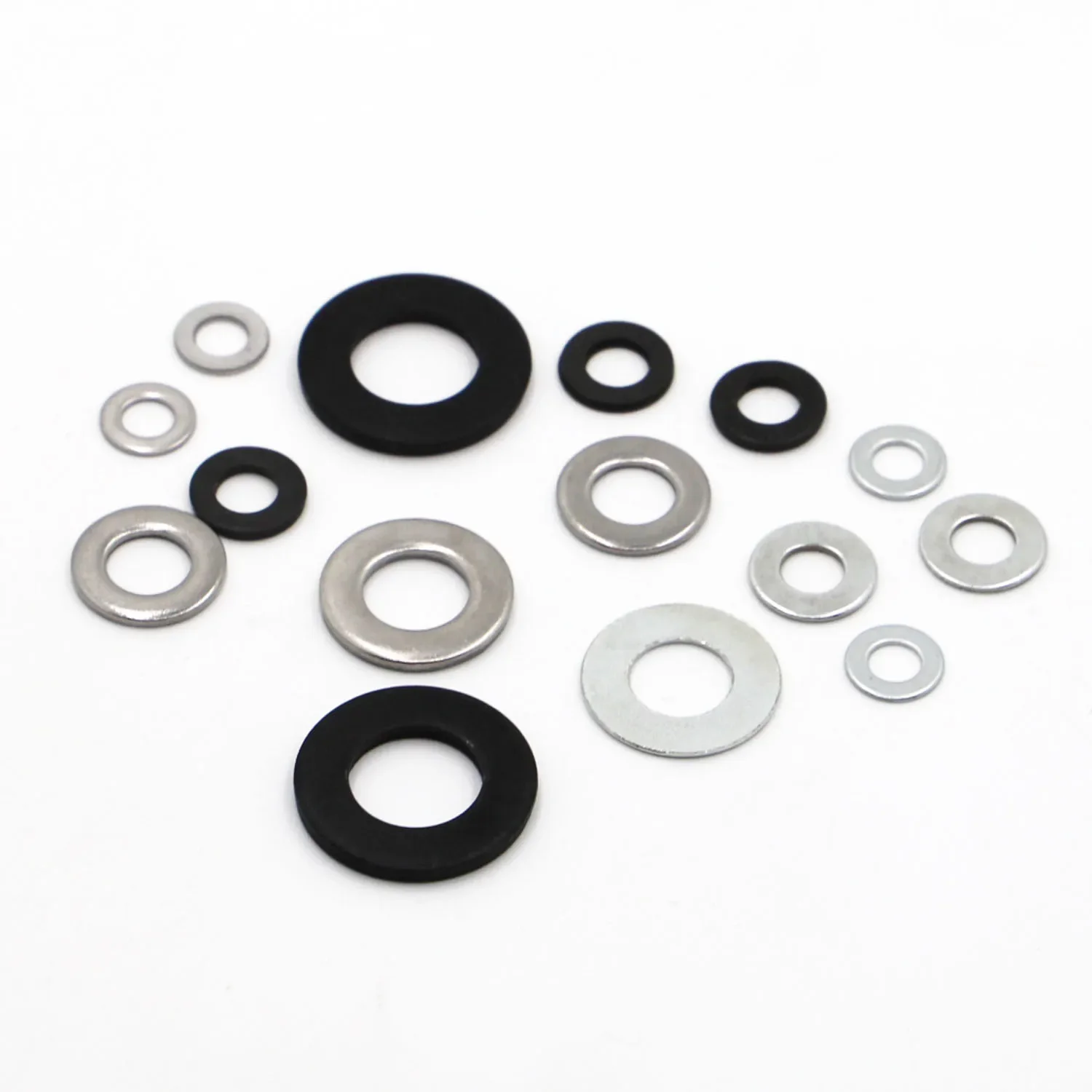 Durable Stainless Steel Zinc-Plated Flat Washers and Gaskets in Assorted Sizes