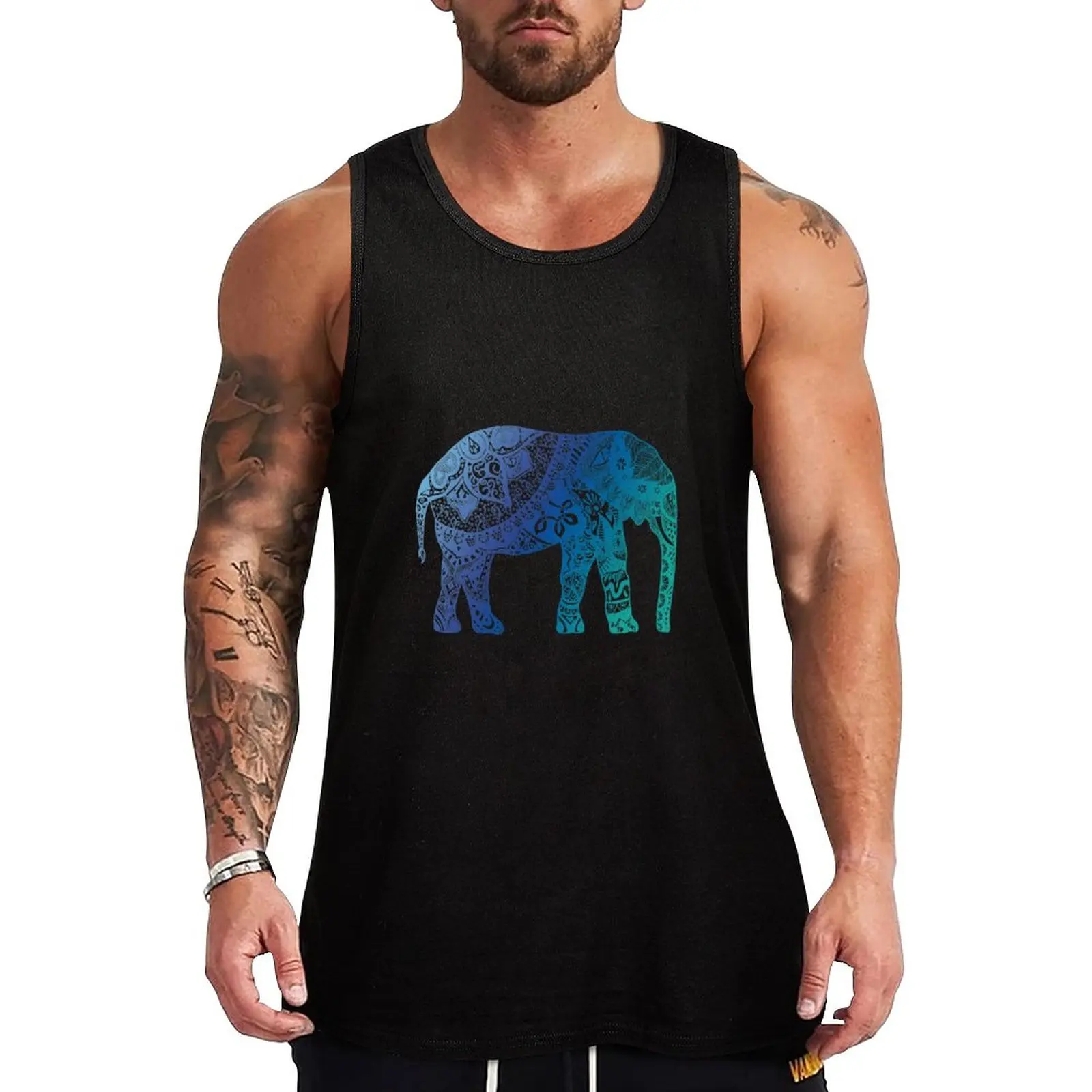 

New Blue Elephant Tank Top Japanese t-shirt Clothing Men's gym t-shirts