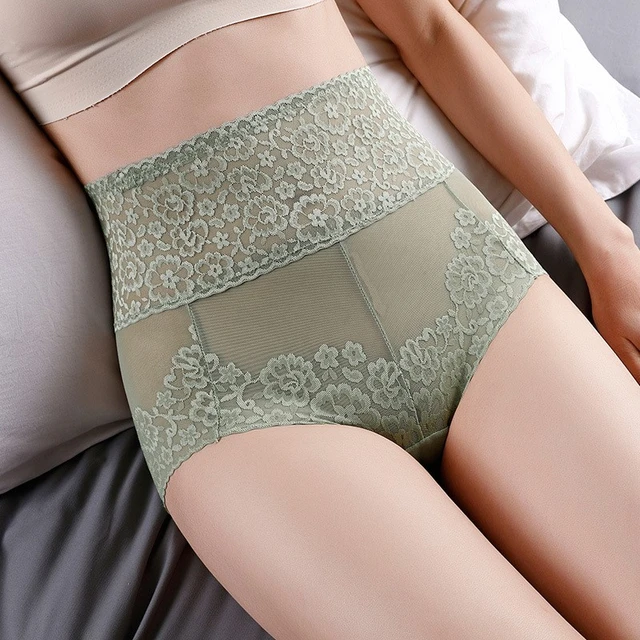High Waist Lace Panties Women Seamless Slimming Tummy belly Control Briefs  Sexy Plus Size Shapers Lingerie