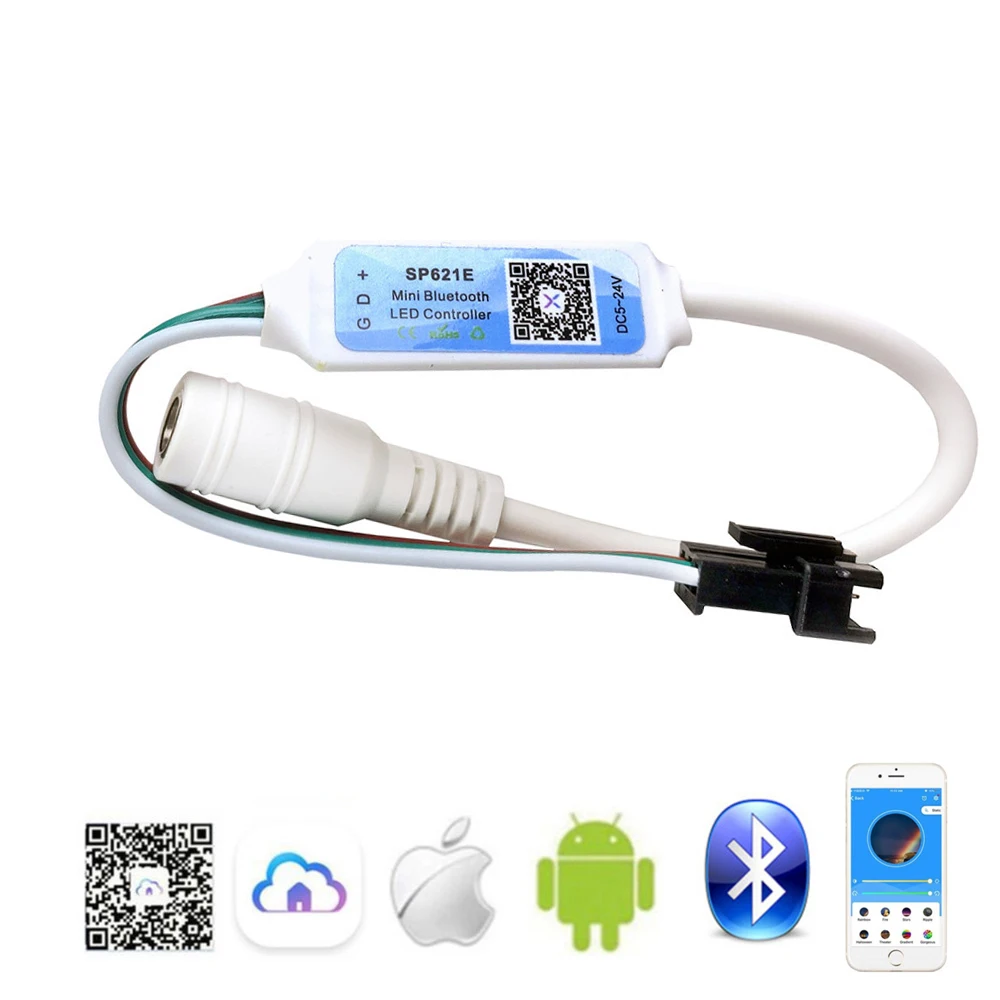 Фото 5 шт., Bluetooth SP621E, мини-телефон, управление через приложение, USB/DC Для WS2811 WS2812B SK6812 Pixel Dream Color LED Strip №2