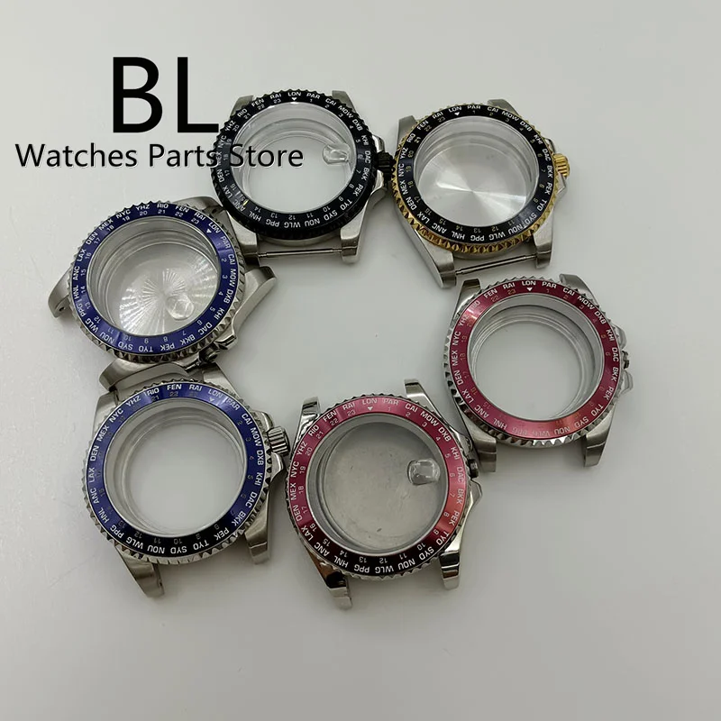 

BL 40mm Watch Case Sapphire Glass Black Blue Red GMT Bezel Aluminum Fit NH35 NH36 Miyota 8215 821A ETA2836 2824 PT5000 Movement