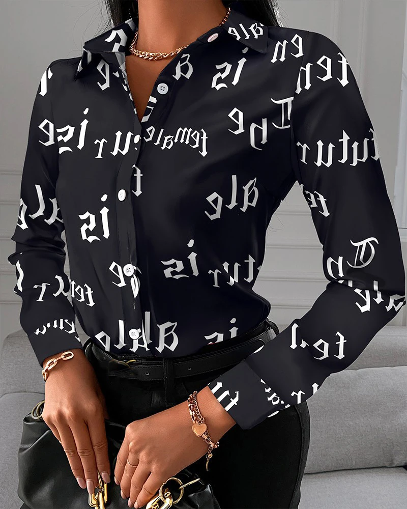 Chemisette Chemise décontractée à col claudine contrastée Tops