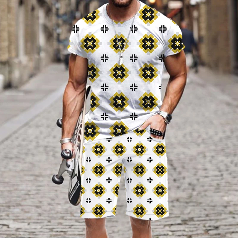 

Men's T-shirt Set Short Sleeve Funny Luxury Sportswear Hip-hop Casual T-shirts O Neck Outfit Fashion Hot Street 3D Printed Beach