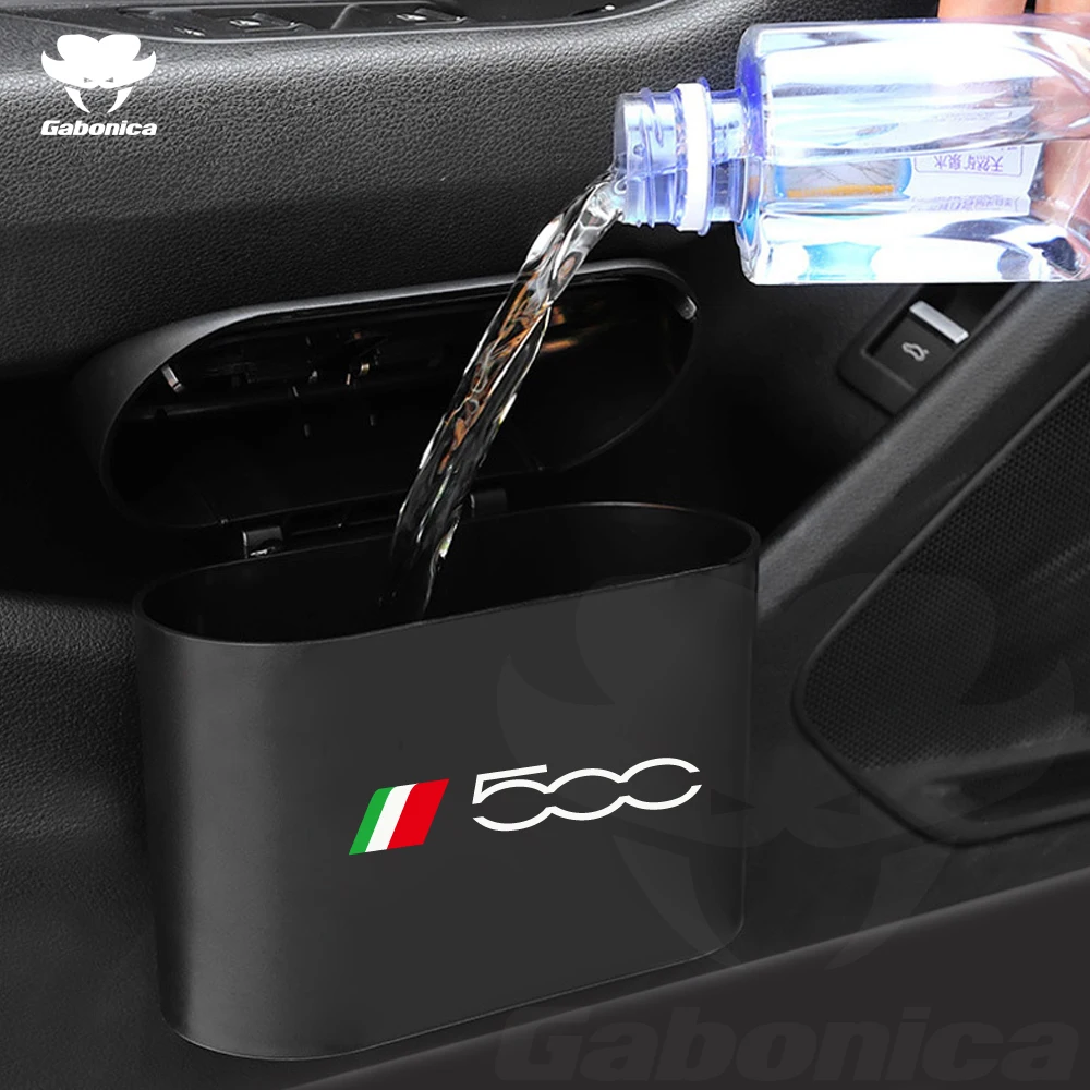 New Car Trash Bin Hanging Vehicle Garbage Dust Case Storage Box Trash Can For Fiat 500 500C 500X 500L Auto Interior Accessories