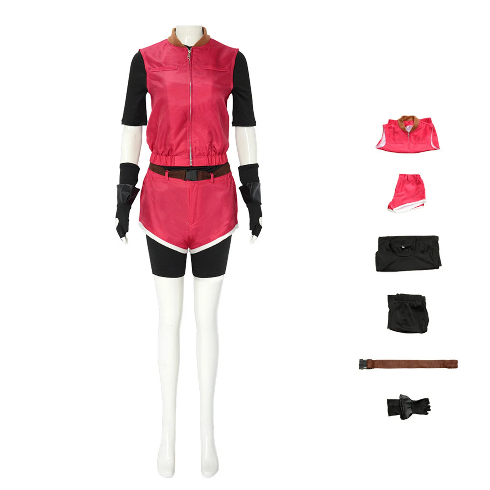 thumbnail image 1 of Disfraz de cosplay de Claire Redfield, uniforme rojo, traje de juego, ropa deportiva, vestido de actuación, traje de batalla para fiesta de Halloween para mujer, 1 of 4