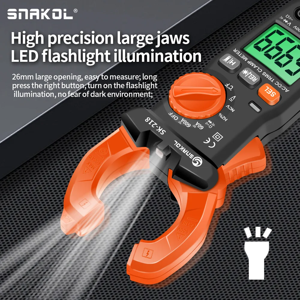 SK218 Digital Clamp Meter 600A AC DC Current True RMS Auto Ran Pliers Ammeter Voltage Voltmeter Professional Electrical Tester Digital Multimeter