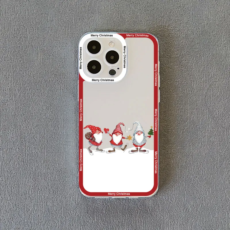 Festive Santa Claus Clear Phone Case - Cute Holiday Design, Durable Transparent Back Cover
