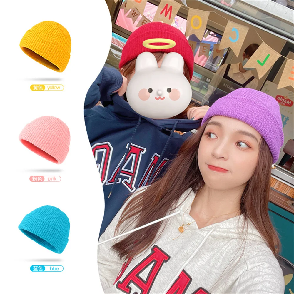 

Women's Knitted Hat Winter Outgoing Warm Hat Woolen Hat Thickened Solid Color Versatile Couple Pullover Hat
