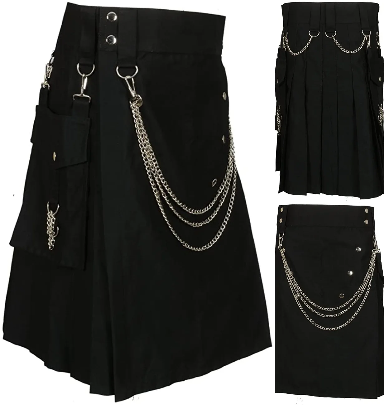 

Men Scotland Short Skirt Casual Dance Men's Kilt Scottish Festivals Skirts Clothing Zipper Solid Color Pleated Skirt Men