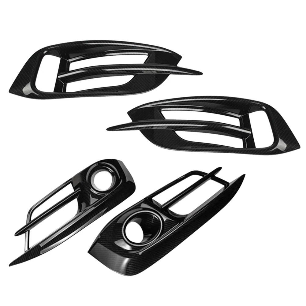 4Pcs Carbon Fiber Bumper Front&Amp,Rear Fog Light Lamp Cover Grille for Honda Civic 10Th 2016